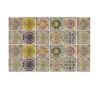 Piastrelle in mosaico di vetro, Adesivi murali for piastrelle a mosaico retrò, 24 pezzi, multicolori, dimensioni multiple(Color 2,15x15CM)