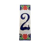 Piastrelle, lettere e cornici in ceramica dipinta a mano con rosa rossa italiana, 15 cm x 4,8 cm (numero 2 rosso)