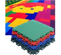 Piastrelle modulari ad incastro per pavimenti da 25 cm, piastrelle modulari ad incastro per esterni, per asili, campi da basket, stadi, fai da te, puzzle colorati,Green-1PCS