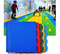 Piastrelle modulari ad incastro per pavimento, 30,5 cm, per sala da pattinaggio a rotelle, modulari, puzzle colorato fai da te, tappetino in plastica con fori di scarico, antiscivolo e resistente