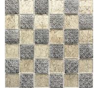 Piastrelle Mosaico Champagne Nero IN Vetro Parete Bagno 78B-0702 10 Mosaikmatten