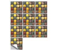 Piastrelle mosaico in ceramica, 10 pezzi di piastrelle a mosaico in marmo adesivo da parete stampato in 2D multicolore in due dimensioni cucina bagno(Color 18,15X15cm)
