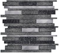 Piastrelle Mosaico IN Vetro Alluminio Nero WB49-GV84 1 Opaco