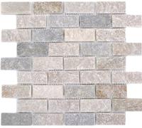 Mosaico tegola quarzite pietra naturale doccia beige grigio 36-0208_f |10 foglie