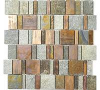 Piastrelle Mosaico Rame Grigio Ruggine Muro Confine WB47-585 1 Mosaikmatte