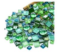 Piastrelle mosaico, Tessere di mosaico in vetro diversificato, forma/colore misto, rotonde/triangolari/quadrate(Green Series)