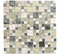 Piastrelle Mosaico Traslucido Grigio-Verde Combinazione Cristallo Pietra