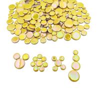 Piastrelle per mosaico in ceramica iridescente, 500 g, miste, 4 dimensioni, per vasi da fiori, vasi, tazze, decorazioni per giardino e casa, fai da te (giallo)