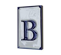 Piastrelle per numeri civici in ceramica italiana, dipinte a mano, semplici, bianche e blu, con lettere e numeri, 11 x 7 cm (B)
