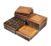 Piastrelle per pavimenti in legno di abete, 30 x 30 cm, qualsiasi taglio e giunzione con superficie liscia e piastrelle ad incastro, per esterni e interni, patio, giardino, balcone, 1 m² è di 11 assi