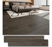 Piastrelle per pavimenti in vinile da 30 m², 91,4 x 15,2 cm, effetto legno, impermeabili, autoadesive, per fai da te, per affittuari, cucina, soggiorno, camper, grigio e nero