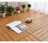 Piastrelle per Pavimenti, Piastrelle per Ponti Ad Incastro in Plastica, Piastrelle per Pavimenti per Terrazze Impermeabili per Esterni, Piastrelle per Pavimen, Wood Grain Style-Yellow, 27 Pack