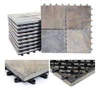 Piastrelle per pavimento ad innesto da esterno balcone terrazzo HWC-E18 11 pezzi = 1m² - pietra naturale