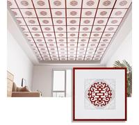 Piastrelle per Soffitti Pannelli Adesivi per Soffitti con Motivo a Drago Rosso, Modanature Decorative per Soffitti, Rivestimenti in PVC Impermeabili e Fai da Te per Tetti e Pareti(5pcs)