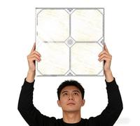 Piastrelle per Soffitti Pannelli Autoadesivi in schiuma di PVC per Controsoffitti, 30 x 30 cm, Adesivi per Piastrelle Effetto Marmo, Pannelli per Controsoffitti Impermeabili e Fai da Te(D,80pcs)