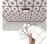 Piastrelle per Soffitti Pannelli per Soffitto Lucidi da Staccare e Attaccare, Piastrelle Decorative per Soffitto in Polistirolo con Texture in Marmo, Adesivi da Parete Sospesi per Soggiorno(A,90pcs)