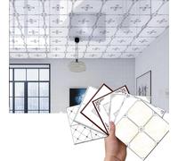 Piastrelle per Soffitti Pannelli per Soffitto Lucidi da Staccare e Attaccare, Piastrelle Decorative per Soffitto in Polistirolo con Texture in Marmo, Adesivi da Parete Sospesi per Soggiorno(B,30pcs)