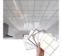 Piastrelle per Soffitti Pannelli per Soffitto Lucidi da Staccare e Attaccare, Piastrelle Decorative per Soffitto in Polistirolo con Texture in Marmo, Adesivi da Parete Sospesi per Soggiorno(F,10pcs)