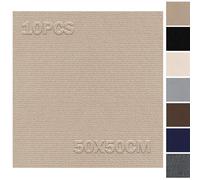 Piastrelle per tappeti, autoadesive, 50 x 50 cm, set da 10 pezzi, 2,5 m², per tappeti, piastrelle con copertura posteriore, moquette, per uso commerciale, appartamento, ufficio, marrone chiaro