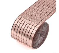 Piastrelle quadrate a mosaico per mini specchi in vetro, 1464 pezzi, per effetto piastrelle di cristallo su pareti e soffitti, con retro pretagliato per una tenuta duratura (oro rosa)