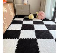 Piastrelle quadrate ad incastro per tappeti, tappetini da gioco per pavimenti, tappetini in peluche in schiuma - tappetino per esercizi striscianti con strisce laterali dello stesso colore per presepe