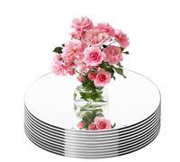 Piastrelle rotonde a specchio per centrotavola, 9 vassoi rotondi a specchio, piatti da 20,3 cm, centrotavola per matrimoni per tavoli specchi, piatti per candele a specchio circolare per centrotavola