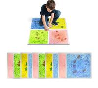 Piastrelle Sensoriali Avventura Sottomarina， Set da 10 Tappetini da Gioco a Tema Oceanico per Stimolazione Tattile， Gioco da Pavimento Educativo per Gattonamento ed Esplorazione(15.7 * 15.7in)