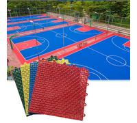 Piastrelle sportive da basket all'aperto, 25,4 x 25,4 cm, modulari, intrecciate, per palestra, parco giochi, luogo di svago pubblico, impermeabile, per fai da te, puzzle, rosso,