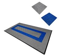 Piastrelle ventilate grigie e blu 3,2m x 6m per garage e officine, antiscivolo.