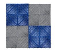 Piastrelle Ventilate Modulari 60 Grigie e 60 Blu, 3,2m x 6m, Polipropilene Resistente, Antiscivolo, Set con Bordi, Perfette per Garage e Officine Multiuso