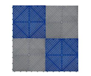 Piastrelle Ventilate Modulari 60 Grigie e 60 Blu, 3,2m x 6m, Polipropilene Resistente, Antiscivolo, Set con Bordi, Perfette per Garage e Officine Multiuso
