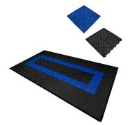 Piastrelle ventilate nere e blu 3,2m x 6m per garage e officine, antiscivolo.
