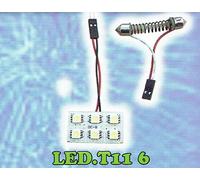 PIASTRINA T11-6 6 LED BASE INCLUSA T10 W5W- SILURO T11 C5W 31 A 46mm LUCE BIANCA