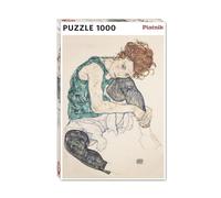 Piatnik- Schiele-Puzzle da 1000 Pezzi, Donna Seduta con Ginocchio sollevato, Multicolore, 570643