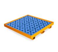 Piattaforma anti-sversamento con scarico, grande pallet di contenimento for fuoriuscite, magazzino industriale, garage di fabbrica, vassoio anti-perdita, secchio for vernice/fusti di olio impilati