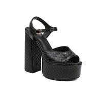 Piattaforma Chunky Heels Open Toe Tacco Alto Sandali 15CM/5.9IN Tacco Alto Scarpe da Festa,Nero,39 EU