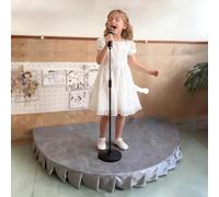 Piattaforma da concerto per bambini, supporto portatile per batteria e canto, design a semicerchio con battiscopa, altezza 120 cm e profondità 20 cm