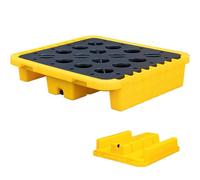 Piattaforma di contenimento delle fuoriuscite con le tasche dello scarico e del carrello elevatore, vassoio modulare impilabile del pallet di fuoriuscita per il barilotto di tonnellata, base a prova