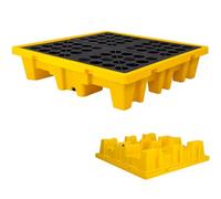 Piattaforma di contenimento delle fuoriuscite con tasche di scarico e carrello elevatore, vassoio modulare impilabile per pallet per barile di tonnellata, base in polietilene a prova di perdite, 50 x