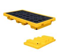Piattaforma di contenimento delle fuoriuscite con tasche di scarico e carrello elevatore, vassoio modulare impilabile per pallet per barile di tonnellata, base in polietilene a prova di perdite, 50 x