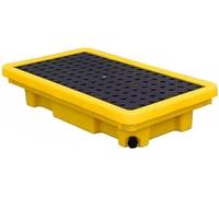 Piattaforma di contenimento delle fuoriuscite Pallet in polietilene giallo e nero Magazzini Garage fabbrica Fusti petrolio impilabili Vassoio modulare a prova perdite(66x36x12cm)