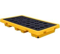 Piattaforma di contenimento delle fuoriuscite Pallet in polietilene giallo e nero Magazzini Garage fabbrica Fusti petrolio impilabili Vassoio modulare a prova perdite(127x67x17cm)