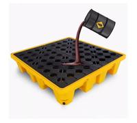 Piattaforma di contenimento industriale resistente delle fuoriuscite, vassoio giallo 120x60x10cm, design modulare per lo stoccaggio di sostanze chimiche e la sicurezza dei materiali pericolosi
