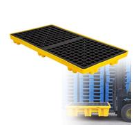 Piattaforma di contenimento per fuoriuscite con tasche per carrelli elevatori, vassoio per pallet di fuoriuscite modulare impilabile per barili da tonnellate, base in polietilene,120 * 60 * 10cm