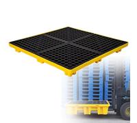 Piattaforma di contenimento per fuoriuscite con tasche per carrelli elevatori, vassoio per pallet di fuoriuscite modulare impilabile per barili da tonnellate, base in polietilene,120 * 120 * 10cm