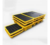 Piattaforma Di Contenimento Per Fuoriuscite In Polietilene, Vassoio A Prova Di Fuoriuscite Con Griglia Superiore Piatta, Pallet Per Officina, Magazzino, Piattaforma Modulare Impilabile, Giallo, 49X35