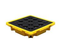 Piattaforma Di Contenimento Per Fuoriuscite, Pallet Modulare Di Contenimento Per Fuoriuscite - Giallo E Nero, Capacità 1/2 Fusto, 72X72X16 Cm, Sistema Di Drenaggio Resistente,66x66x15cm/26x26x6in