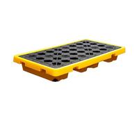 Piattaforma Di Contenimento Per Fuoriuscite, Pallet Modulare Di Contenimento Per Fuoriuscite - Giallo E Nero, Capacità 1/2 Fusto, 130X68X15 Cm Con Drenaggio, Piattaforma Resis,130x68x17.5cm/51x27x7in