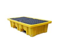 Piattaforma Di Contenimento Per Fuoriuscite, Piattaforma Industriale Modulare Di Contenimento Per Fuoriuscite - Pallet Impilabile A Prova Di Perdite Con Drenaggio E Vassoio In,Yellow,1pcs,51.2x27.17x