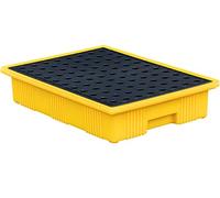 Piattaforma di contenimento per fusti, vassoio di contenimento per fuoriuscite, pallet di contenimento modulare per fuoriuscite giallo e nero, per parchi industriali e magazzini 130*68*15cm